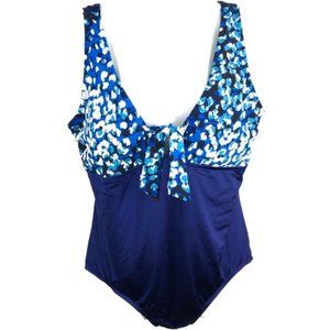 Bleu Ice Women’s Plus Size Blue Floral One Piece Swimsuit Size 24 New